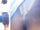 パンチラ盗撮 OLさん タイトスカートの中へカメラねじり込ませて白パンツ強引撮影
